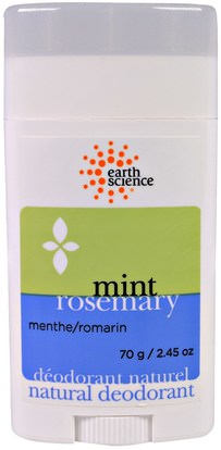 Earth Science, Natural Deodorant, Mint Rosemary, 2.45 oz (70 g) ,حمام، الجمال، مزيل العرق
