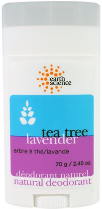 Earth Science, Natural Deodorant, Tea Tree, Lavender, 2.45 oz (70 g) ,حمام، الجمال، مزيل العرق المرأة
