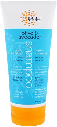 Earth Science, Super Concentrated Shampoo, Olive & Avocado, 6 fl oz (177 ml) ,حمام، الجمال، الشامبو، أرجان