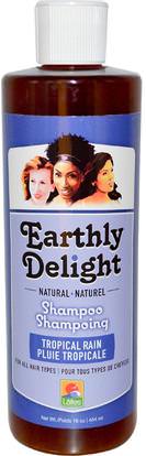 Earthly Delight, Natural Shampoo, For All Hair Types, Tropical Rain, 16 fl oz (454 ml) ,حمام، الجمال، الشعر، فروة الرأس، الشامبو، مكيف، لافيس الجسم الطبيعي الرعاية