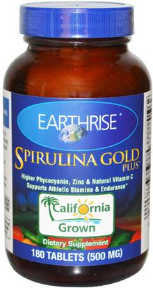Earthrise, Spirulina Gold Plus, 500 mg, 180 Tablets ,المكملات الغذائية، سبيرولينا