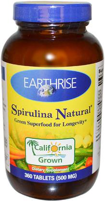 Earthrise, Spirulina Natural, 500 mg, 360 Tablets ,المكملات الغذائية، سبيرولينا