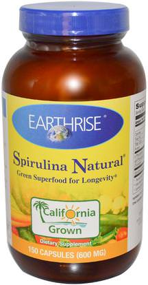 Earthrise, Spirulina Natural, 600 mg, 150 Capsules ,المكملات الغذائية، سبيرولينا