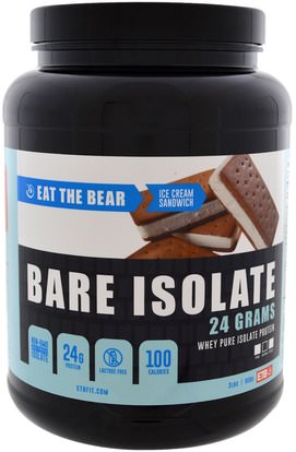 Eat the Bear, Bare Isolate, Whey Pure Isolate Protein, Ice Cream Sandwich, 2 lbs (908 g) ,والرياضة، والمكملات الغذائية، بروتين مصل اللبن