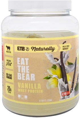 Eat the Bear, Grass-Fed Whey Protein, Vanilla, 1.62 lbs (735 g) ,المكملات الغذائية، بروتين مصل اللبن