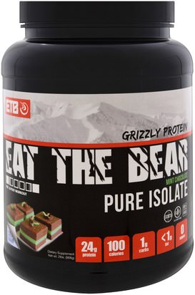 Eat the Bear, Grizzly Protein, Pure Isolate, Mint Chocolate, 2 lbs (908 g) ,والرياضة، والمكملات الغذائية، بروتين مصل اللبن