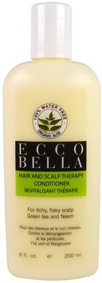 Ecco Bella, Hair and Scalp Therapy Conditioner, Green Tea and Neem, 8 fl oz (200 ml) ,الجمال، حمض الصفصاف، والشعر وفروة الرأس، والشامبو، مكيف