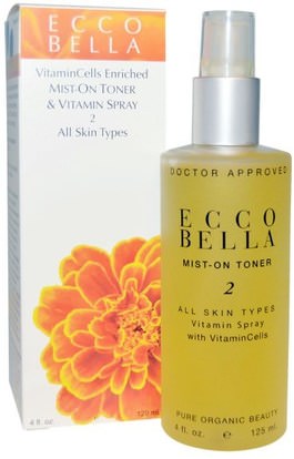 Ecco Bella, Mist-On Toner & Vitamin Spray 2, 4 fl oz (120 ml) ,الجمال، العناية بالوجه، نوع البشرة مكافحة الشيخوخة الجلد
