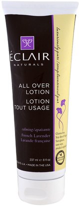 Eclair Naturals, All Over Lotion, Calming, French Lavender, 8 fl oz (237 ml) ,الصحة، الجلد، غسول الجسم