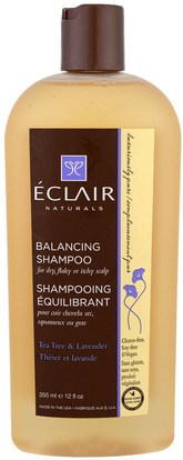Eclair Naturals, Balancing Shampoo, Tea Tree & Lavender, 12 fl oz (355 ml) ,حمام، الجمال، دقة بالغة، فروة الرأس، الشامبو