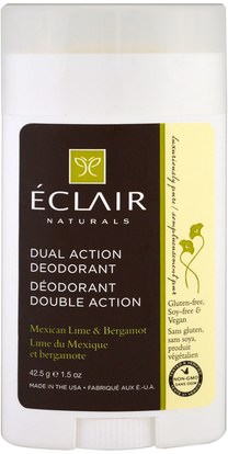 Eclair Naturals, Dual Action Deodorant, Mexican Lime & Bergamot, 1.5 oz (42.5 g) ,حمام، الجمال، مزيل العرق
