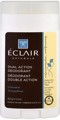 Eclair Naturals, Dual Action Deodorant, Unscented, 1.5 oz (42.5 g) ,حمام، الجمال، مزيل العرق
