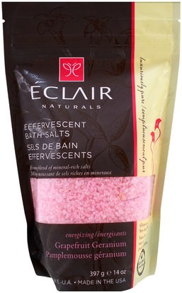 Eclair Naturals, Effervescent Bath Salts, Grapefruit Geranium, 14 oz (397 g) ,حمام، الجمال، أملاح الاستحمام