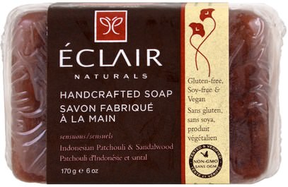 Eclair Naturals, Handcrafted Soap, Indonesian Patchouli & Sandalwood, 6 oz (170 g) ,حمام، الجمال، الصابون