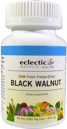 Eclectic Institute, Black Walnut, 400 mg, 90 Veggie Caps ,الأعشاب، الجوز الأسود