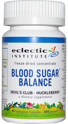 Eclectic Institute, Blood Sugar Balance, Devils Club - Huckleberry, 335 mg, 45 Vegetarian Capsules ,الصحة، نسبة السكر في الدم، نوبال (شائك الصبار الكمثرى أوبونتيا)