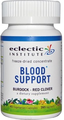 Eclectic Institute, Blood Support, Burdock - Red Clover, 285 mg, 45 Veggie Caps ,الأعشاب، الجذر الأرقطيون