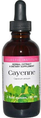 Eclectic Institute, Cayenne, 2 fl oz (60 ml) ,الأعشاب، فلفل كايين، (كابسيكوم)
