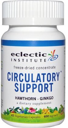 Eclectic Institute, Circulatory Support, Hawthorn - Ginkgo, 400 mg, 45 Veggie Caps ,الصحة، فلفل كايين (الفلفل الحار)، فلفل كايين