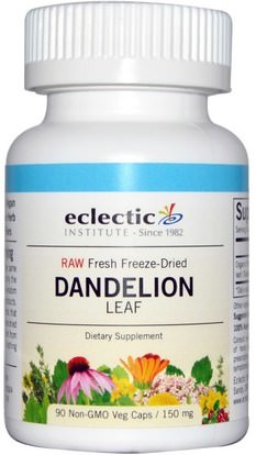 Eclectic Institute, Dandelion Leaf, 150 mg, 90 Non-GMO Veggie Caps ,الأعشاب، جذر الهندباء من البرية