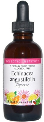 Eclectic Institute, Echinacea Angustifolia Glycerite, Alcohol Free, 2 fl oz (60 ml) ,المكملات الغذائية، المضادات الحيوية، السوائل إشنسا