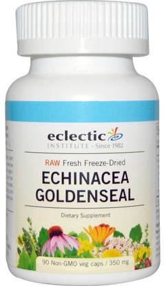 Eclectic Institute, Raw, Echinacea Goldenseal, 350 mg, 90 Non-GMO Veggie Caps ,المكملات الغذائية، المضادات الحيوية، إشنسا و غولدنزيل