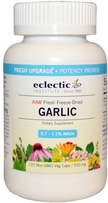 Eclectic Institute, Garlic, 550 mg, 120 Non-GMO Veggie Caps ,المكملات الغذائية، المضادات الحيوية، الثوم