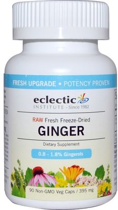 Eclectic Institute, Ginger, 395 mg, 90 Non-GMO Veggie Caps ,الأعشاب، جذر الزنجبيل