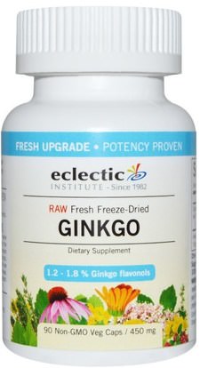Eclectic Institute, Ginkgo, 450 mg, 90 Non-GMO Veggie Caps ,الأعشاب، الجنكة، بيلوبا