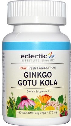 Eclectic Institute, Ginkgo Gotu Kola, 275 mg, 90 Non-GMO Veggie Caps ,الصحة، المرأة، الدوالي الرعاية الوريد، غوتو كولا، الأعشاب، الجنكة بيلوبا