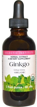 Eclectic Institute, Ginkgo, Organic, 2 fl oz (60 ml) ,الأعشاب، الجنكة، بيلوبا