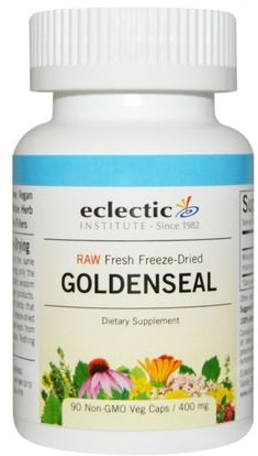 Eclectic Institute, Goldenseal, Raw, 400 mg, 90 Non-GMO Veg Caps ,الأعشاب، الجذر غولدنسال