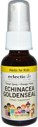 Eclectic Institute, Herbs For Kids, Echinacea Goldenseal, Orange Flavor, 1 fl oz (30 ml) (Discontinued Item) ,والمكملات الغذائية، والمضادات الحيوية، إشنسا و غولدنسيل، صحة الأطفال، والأطفال العلاجات العشبية