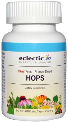 Eclectic Institute, Hops, 200 mg, 90 Non-GMO Veggie Caps ,الأعشاب، القفزات