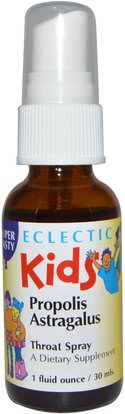 Eclectic Institute, Kids, Propolis Astragalus, Throat Spray, 1 fl oz (30 ml) ,والصحة، والانفلونزا الباردة والفيروسية، رذاذ رعاية الحلق، صحة الأطفال، والعلاجات العشبية للأطفال