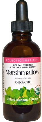 Eclectic Institute, Marshmallow, Organic, 2 fl oz (60 ml) ,الأعشاب، الجذر الخطمي
