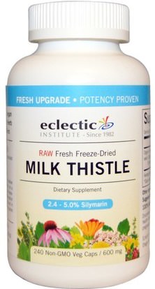 Eclectic Institute, Milk Thistle, 600 mg, 240 Non-GMO Veggie Caps ,الصحة، السموم، الحليب الشوك (سيليمارين)