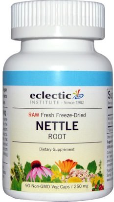 Eclectic Institute, Nettle Root, Raw, 250 mg, 90 Non-GMO Veggie Caps ,الصحة، الرجال، الأعشاب، القراص، لوخ، جذر نبات القراص، روت
