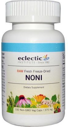 Eclectic Institute, Noni, 375 mg, 100 Non GMO Veggie Caps ,الأعشاب، نوني استخراج عصير، نوني كبسولات