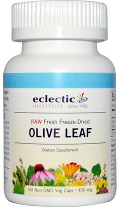 Eclectic Institute, Olive Leaf, 400 mg, 90 Non-GMO Veggie Caps ,الصحة، إنفلونزا البرد، &، فيروسي، ورقة للنبات الزيتون