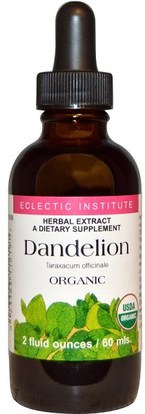 Eclectic Institute, Organic Dandelion, 2 fl oz (60 ml) ,الأعشاب، جذر الهندباء من البرية