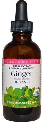 Eclectic Institute, Organic Ginger, 2 fl oz (60 ml) ,الأعشاب، جذر الزنجبيل