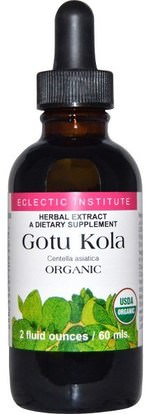 Eclectic Institute, Organic, Gotu Kola, 2 fl oz (60 ml) ,الصحة، المرأة، الدوالي الرعاية الوريد، غوتو كولا