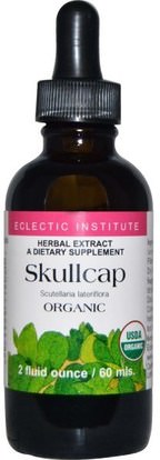 Eclectic Institute, Organic, Skullcap, 2 fl oz (60 ml) ,الأعشاب، قلنسوة