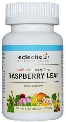 Eclectic Institute, Raspberry Leaf, 300 mg, 90 Non-GMO Veggie Caps ,الأعشاب، الأحمر، إستهزاء