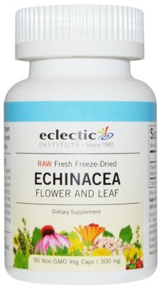 Eclectic Institute, Raw, Echinacea, Flower and Leaf, 300 mg, 90 Non-GMO Veggie Caps ,المكملات الغذائية، المضادات الحيوية، إشنسا