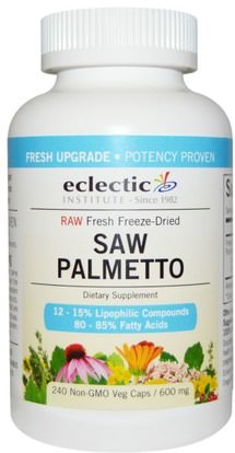 Eclectic Institute, Saw Palmetto, 600 mg, 240 Non-GMO Veg Caps ,الصحة، الرجال