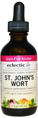 Eclectic Institute, St. Johns Wort, Grain-Free Alcohol, 2 fl oz (60 ml) ,الأعشاب، الشارع. جونز، ورت