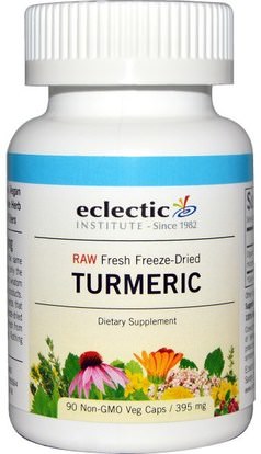 Eclectic Institute, Turmeric, 395 mg, 90 Non-GMO Veggie Caps ,المكملات الغذائية، مضادات الأكسدة، الكركمين