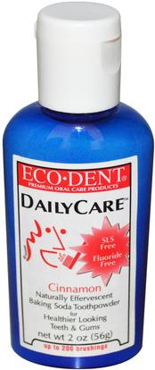 Eco-Dent, Daily Care, Baking Soda Toothpowder, Cinnamon, 2 oz (56 g) ,حمام، الجمال، معجون أسنان